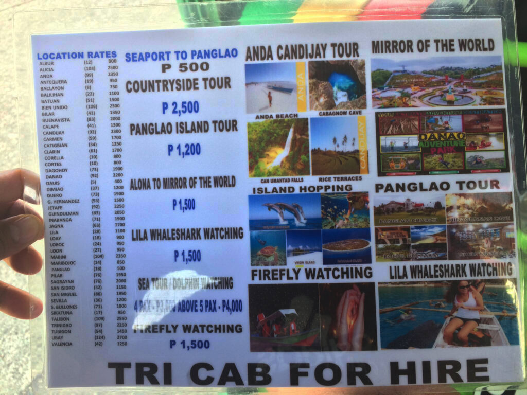 Tagbilaran Tri Cab Rate